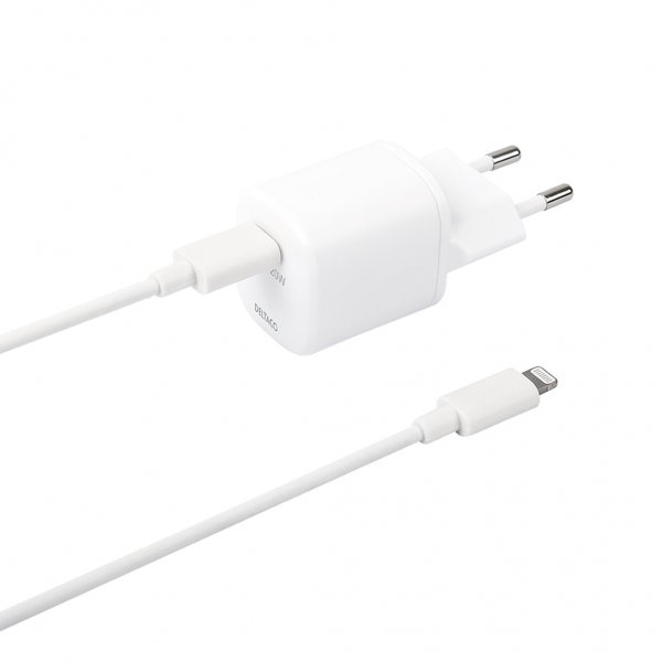 Deltaco Laddare 20W USB-C PD med USB-C-Lightningkabel 1 meter Vit