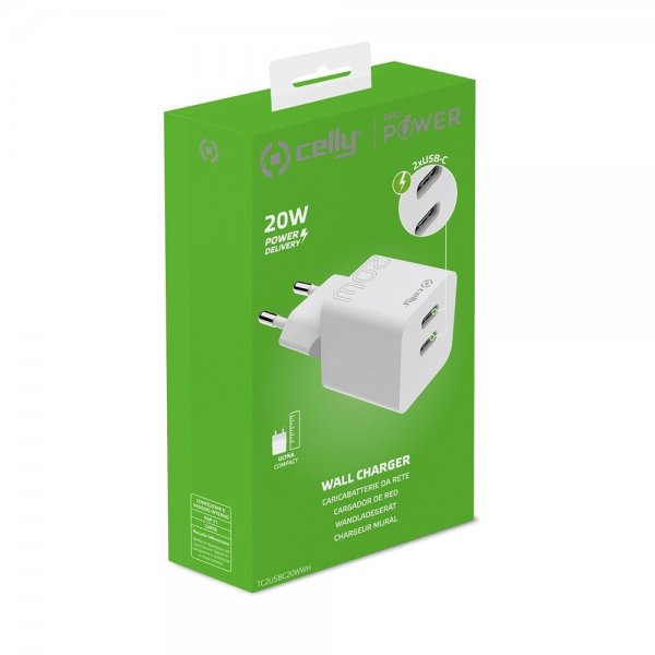 Celly Laddare 2xUSB-C 20W Vit