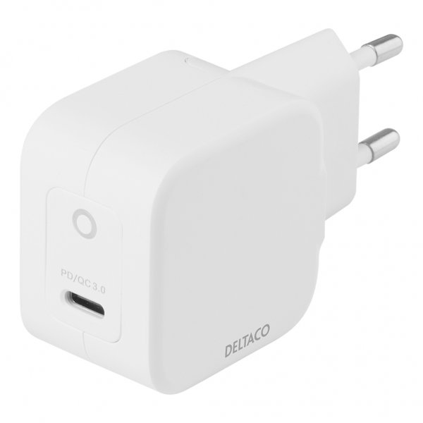 Deltaco Laddare 30W USB-C PD GaN Vit
