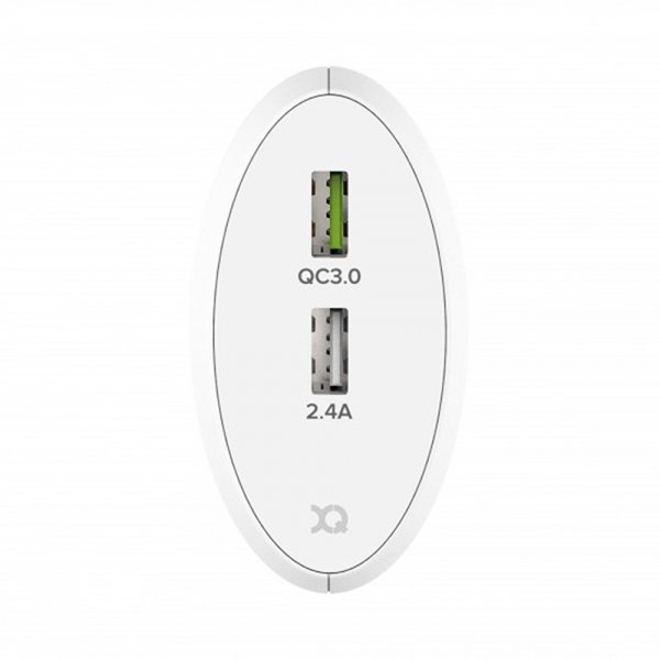 Xqisit Laddare 5.4A 2 x USB-A QC 3.0 30W Vit