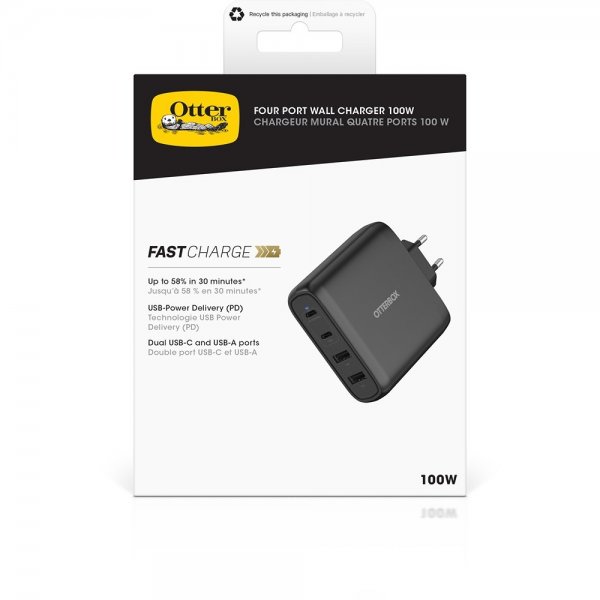 Otterbox Laddare Four Port Wall Charger 100W GaN Svart
