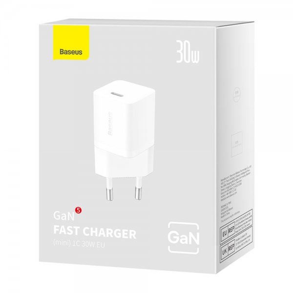Baseus Laddare GaN5 Fast Charger Mini 30W Vit
