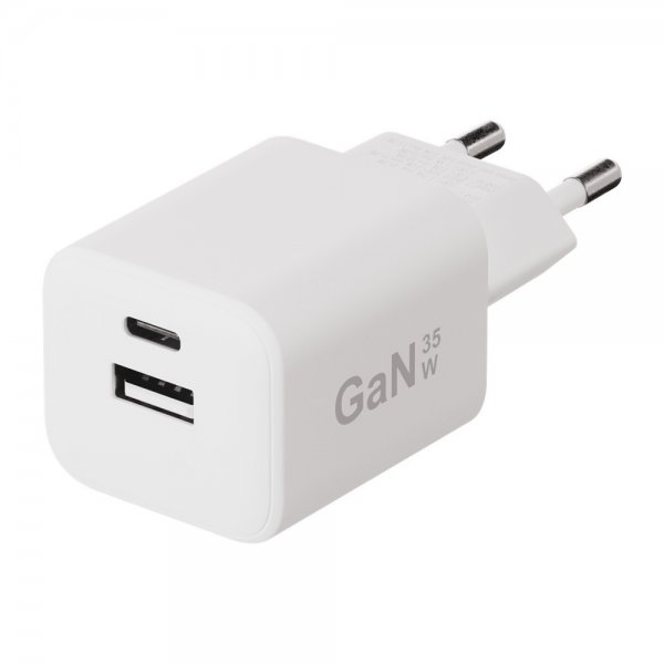X2O Laddare med Kabel 1.2m 35W USB-C/USB-A GaN Vit