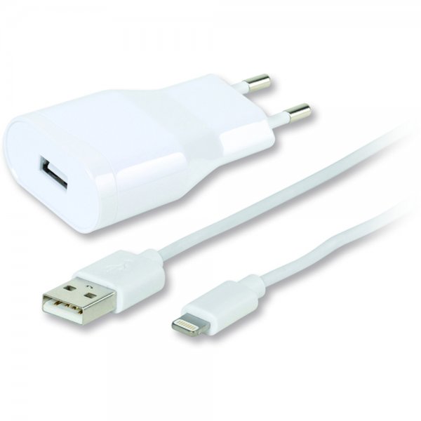 Vivanco Laddare med Lightning Kabel 1.2 meter 2.4A Vit
