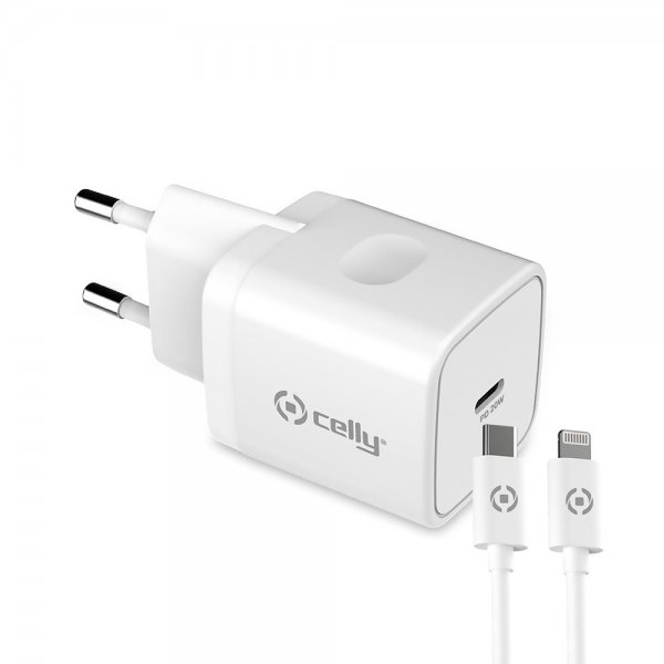 Celly Laddare med Lightning-kabel TC1C20WLIGHT 20W Vit