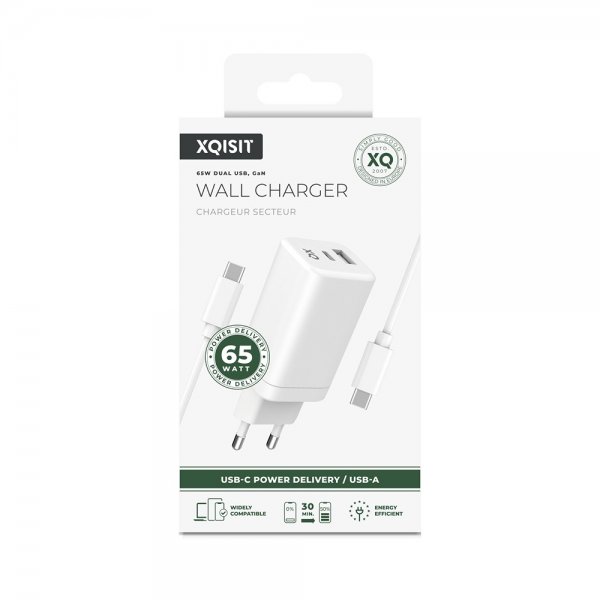 Xqisit Laddare Wall Charger 65W GaN USB-C PD/USB-A