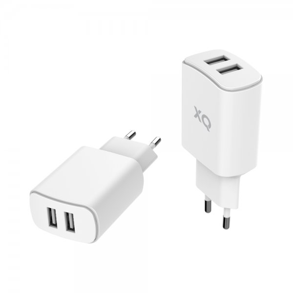 Xqisit Laddningsadapter med två USB-A uttag 4.8A Vit