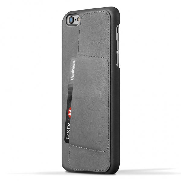 Mujjo iPhone 6/6S Plus Skal Full Leather Wallet Case Grå