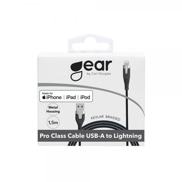 Gear Lightning Kabel Kevlar 1.5 meter Svart