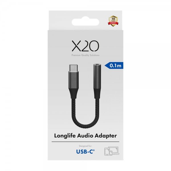 X2O Ljudadapter USB-C till 3.5mm AUX 0.1m Svart
