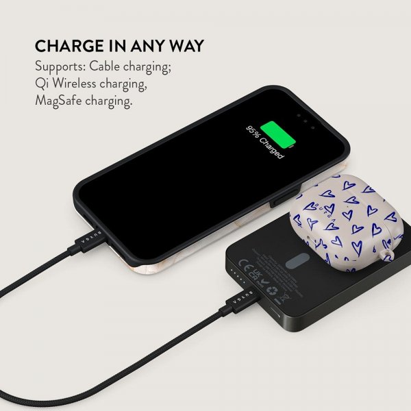 Burga Powerbank MagSafe 5000 mAh Love Me Right Metallgrå
