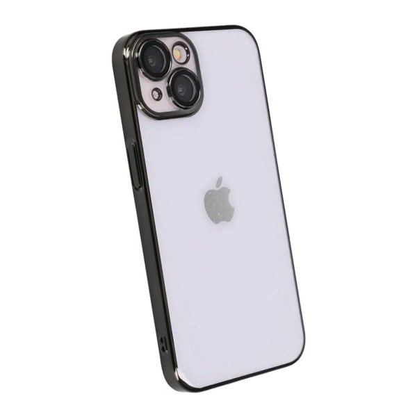 iPhone 15 Skal Glitter Transparent Stöttåligt Svart
