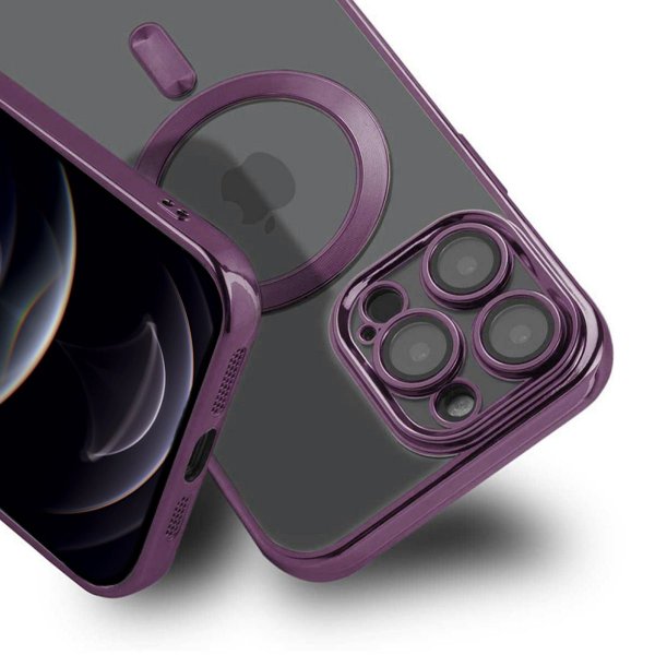 iPhone 12 Pro Max Skal Glitter Transparent MagSafe Lila