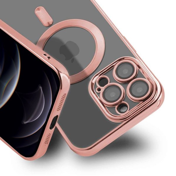 iPhone 12 Pro Skal Glitter Transparent MagSafe Rosa