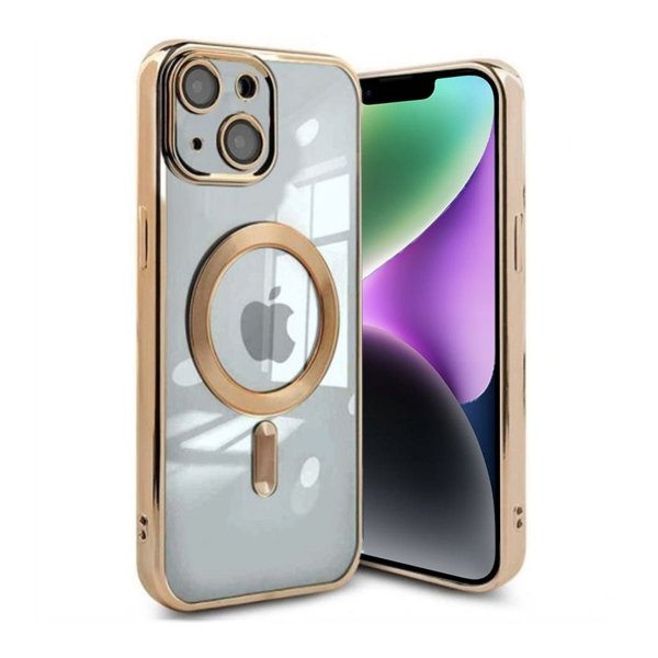 iPhone 13 Skal Glitter Transparent MagSafe Guld