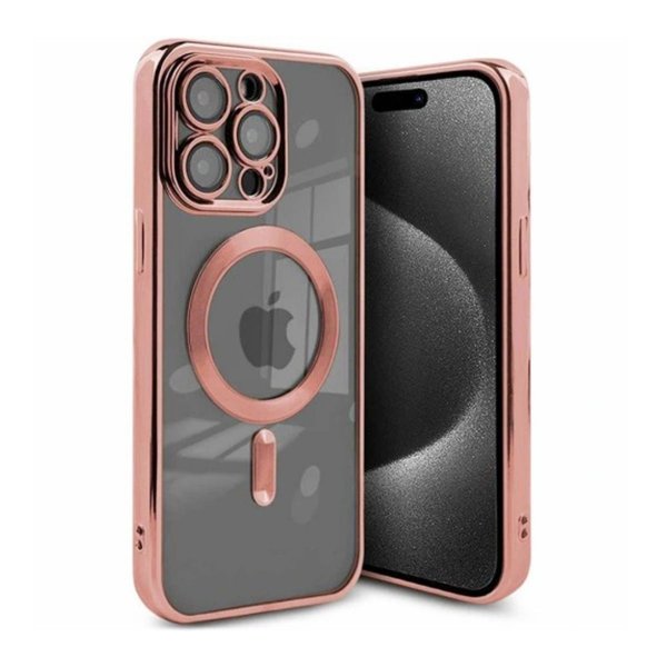 iPhone 15 Pro Skal Glitter Transparent MagSafe Rosa