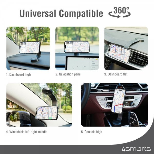4smarts MagSafe Bilhållare Qi2 Car Charging Set