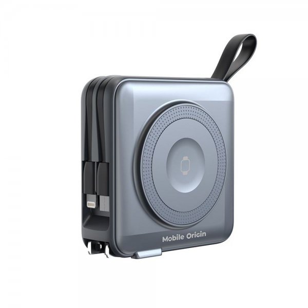 Mobile Origin MagSafe-powerbank/Reseladdare Inbyggda kablar/Apple Watch-laddning Grå