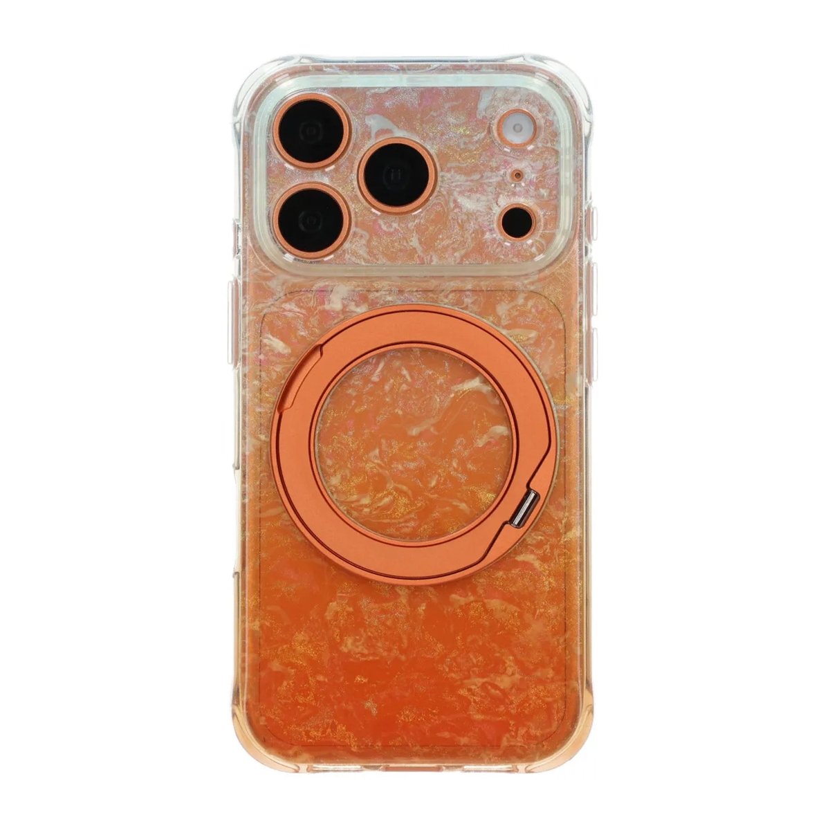 iPhone 17 Pro Max/iPhone 18 Pro Max Skal Marmorerat MagSafe-stativ Orange