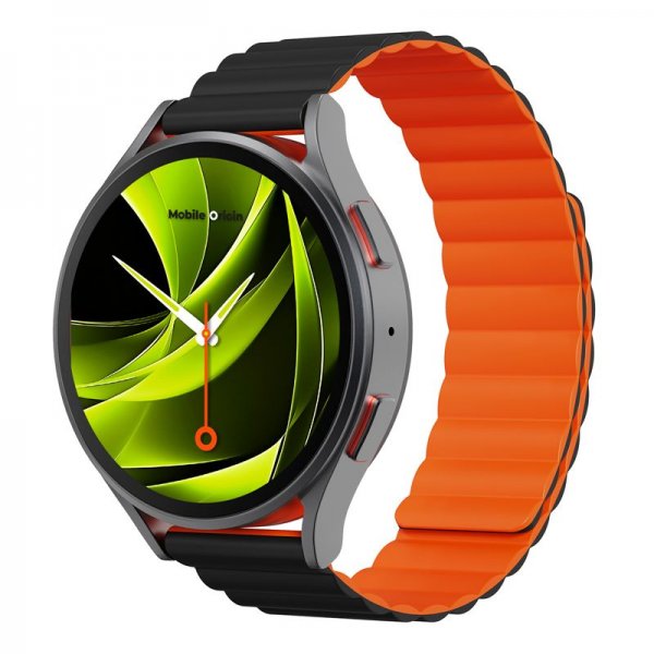 Mobile Origin Samsung Galaxy Watch 20mm Armband Easy Strap Svart Orange