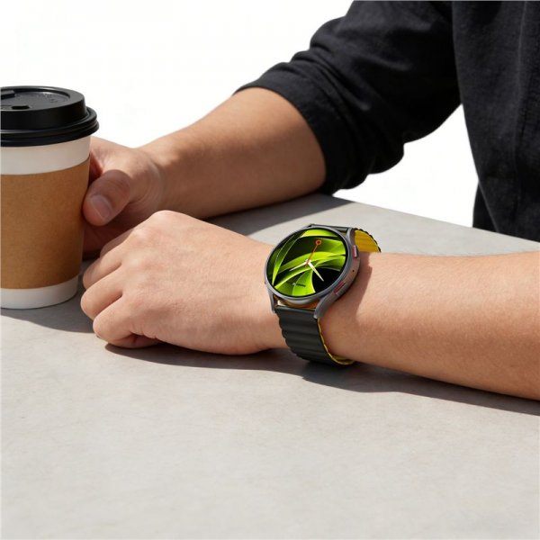 Mobile Origin Samsung Galaxy Watch 20mm Armband Easy Strap Svart Gul