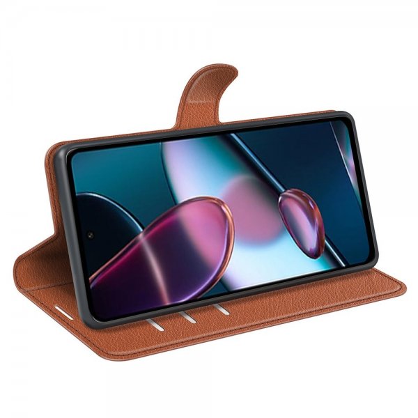 Motorola Edge 30 Fodral Litchi Brun