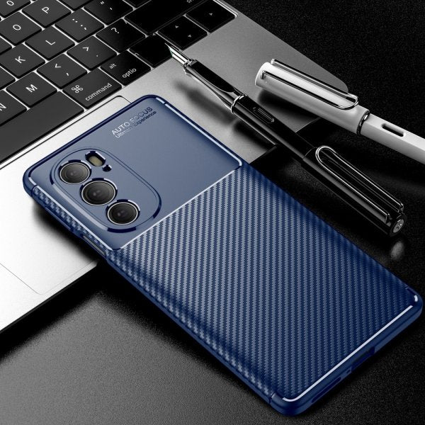 Motorola Edge 30 Pro Skal Kolfibertextur Blå