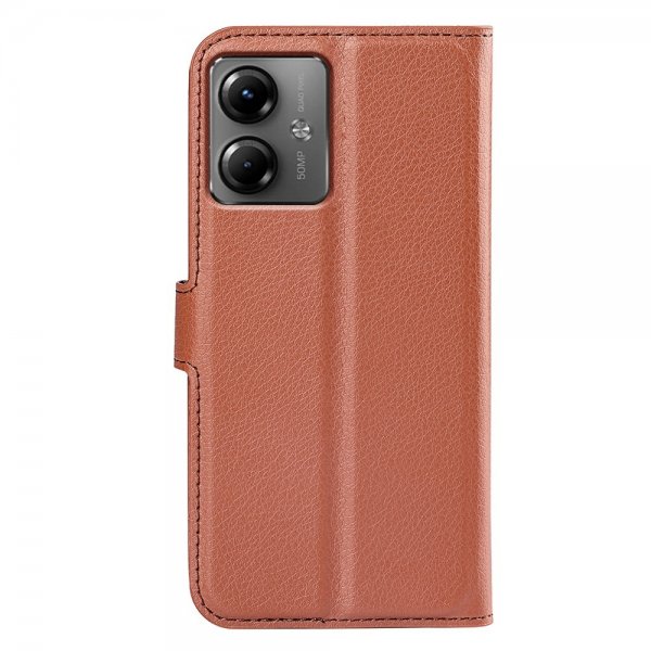 Motorola Moto G14 Fodral Litchi Brun