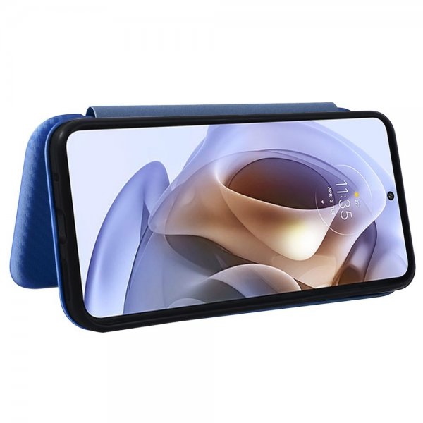 Motorola Moto G200 Fodral Kolfibertextur Blå