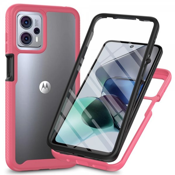Motorola Moto G23 Skal med Inbyggt skärmskydd Rosa