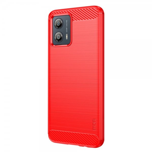 Mofi Motorola Moto G53 5G Skal Borstad Kolfibertextur Röd
