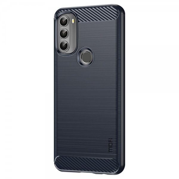 Mofi Motorola Moto G71 5G Skal Borstad Kolfibertextur Blå
