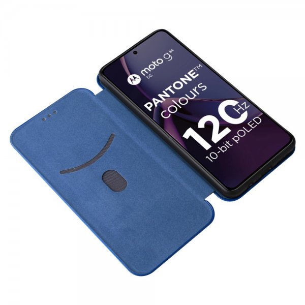 Motorola Moto G84 Fodral Kolfibertextur Blå