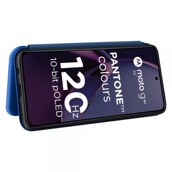 Motorola Moto G84 Fodral Kolfibertextur Blå