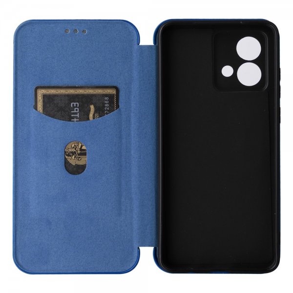 Motorola Moto G84 Fodral Kolfibertextur Blå