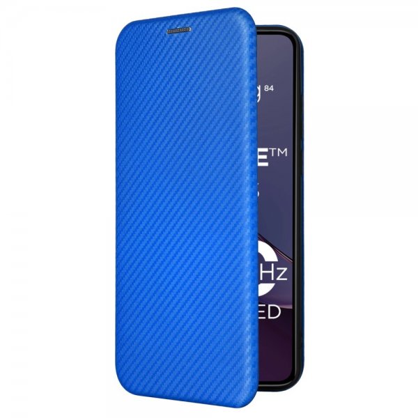 Motorola Moto G84 Fodral Kolfibertextur Blå