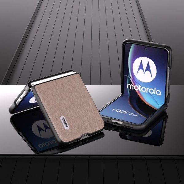 ABEEL Motorola Razr 40 Ultra Skal Äkta Läder Rosa