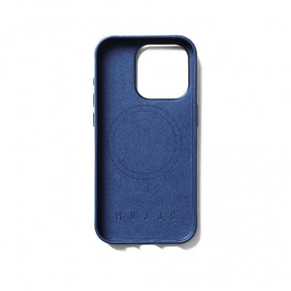 Mujjo iPhone 15 Pro Skal Full Leather Case MagSafe Monaco Blue
