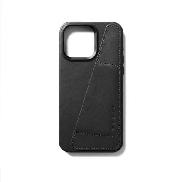 Mujjo iPhone 15 Pro Max Skal Full Leather Wallet Case MagSafe Svart