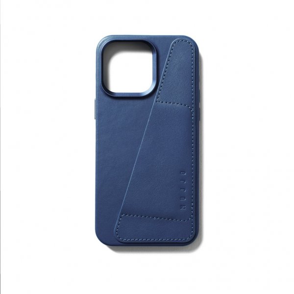Mujjo iPhone 15 Pro Max Skal Full Leather Wallet Case MagSafe Monaco Blue