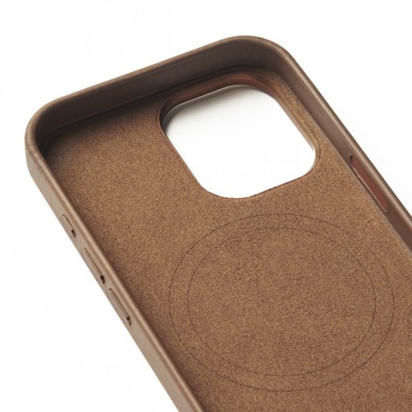 Mujjo iPhone 16 Skal Full Leather Case Dark Tan