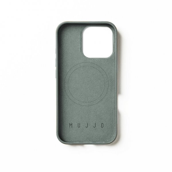 Mujjo iPhone 16 Pro Skal Full Leather Case Green Smoke