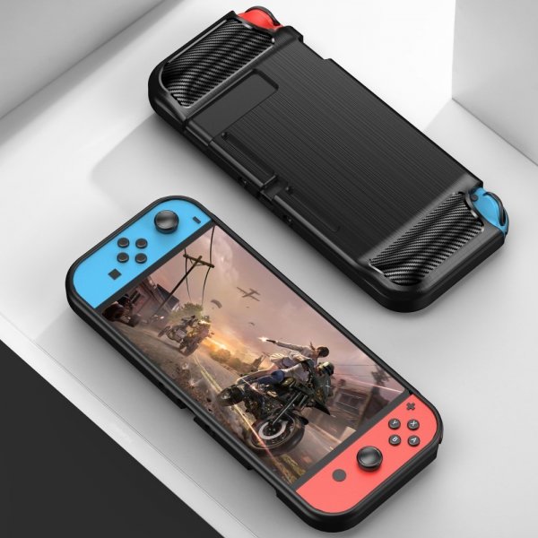 Nintendo Switch Skal Borstad Kolfibertextur Svart
