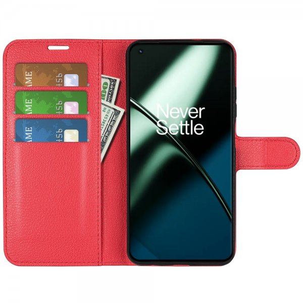 OnePlus 11 Fodral Litchi Röd