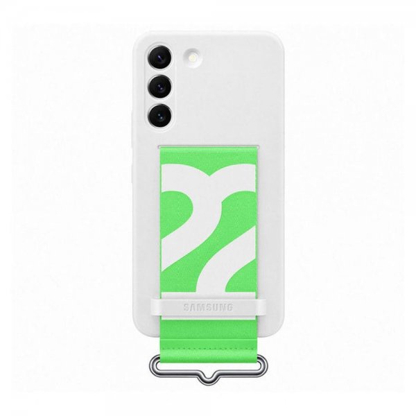 Samsung Original Galaxy S22 Skal Silicone Cover with Strap Vit