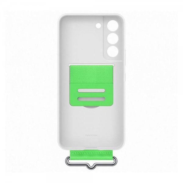 Samsung Original Galaxy S22 Skal Silicone Cover with Strap Vit