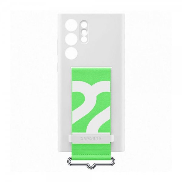 Samsung Original Galaxy S22 Ultra Skal Silicone Cover with Strap Vit