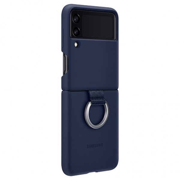 Samsung Original Galaxy Z Flip 3 Skal Silicone Cover with Ring Navy