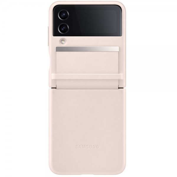 Samsung Original Galaxy Z Flip 4 Skal Flap Leather Cover Peach