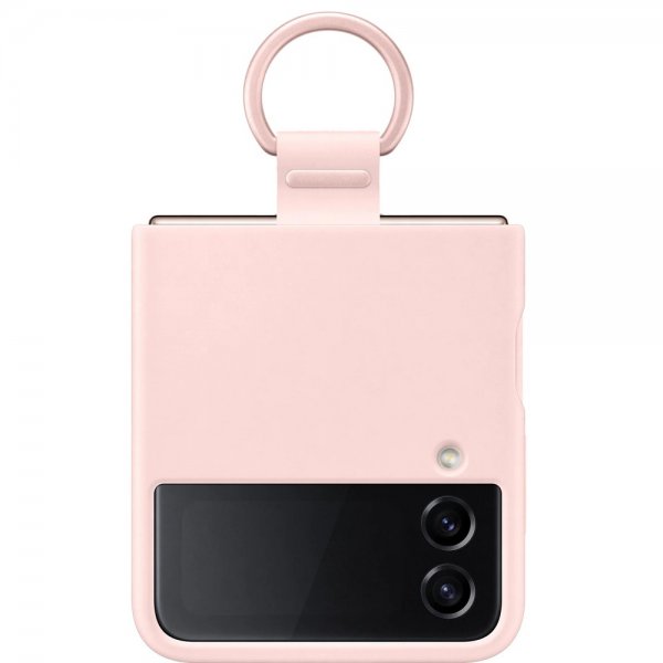 Samsung Original Galaxy Z Flip 4 Skal Silicone Cover with Ring Rosa